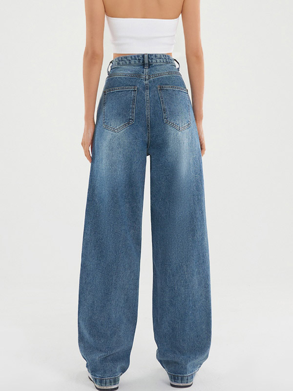 Dark Wash Vintage Baggy Boyfriend Jeans-6