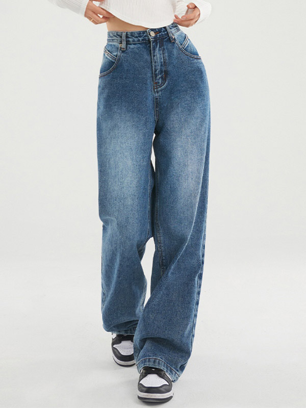 Dark Wash Vintage Baggy Boyfriend Jeans-1
