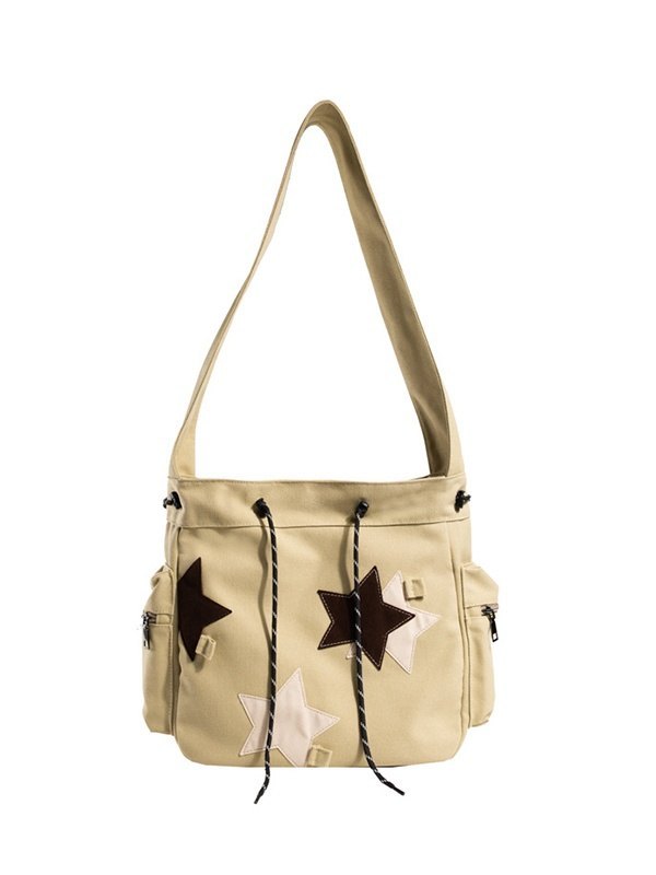 Contrasting Star Print Canvas Bag-3