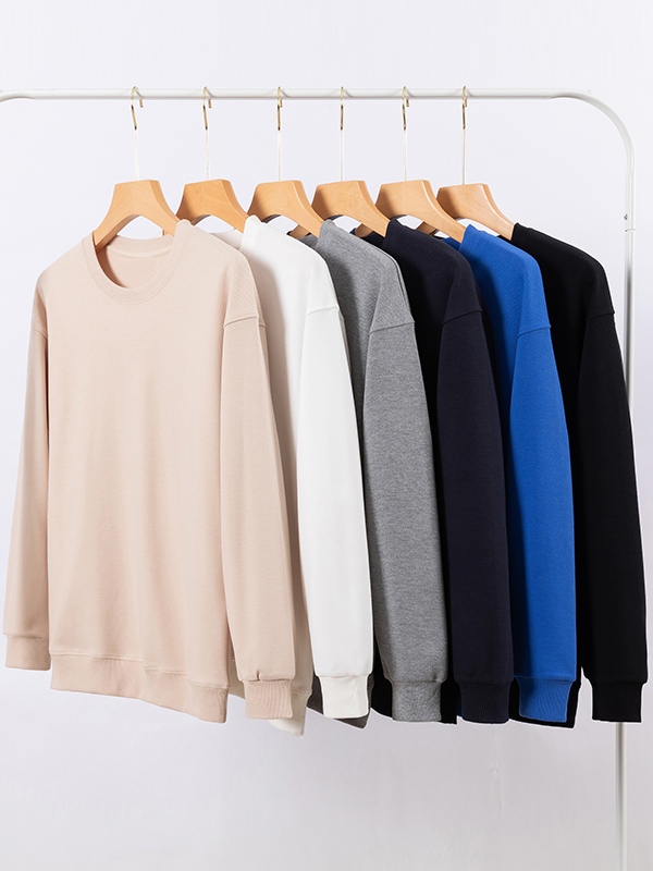 Men’s Solid Color Twill Crew Neck Oversized Hoodie-3